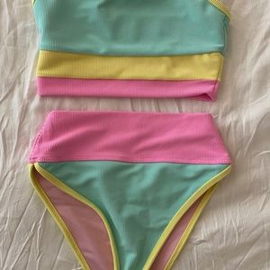 Beach Riot Mint, Pink, and Yellow Bikini
